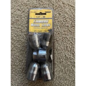 Dorman Chrome Wheel Locks 1/2-20 Acorn Tapered Seat 4 Locks 1 Key Silver Good